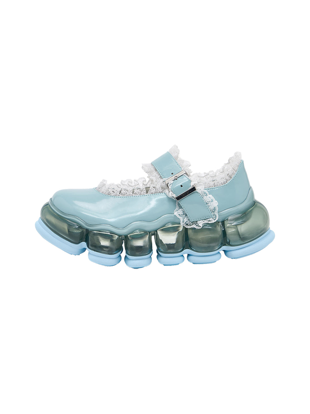 Lace Chunky Mary Jane Color Strap Shoes-Blue - PSYLOS 1, Lace Chunky Mary Jane Color Strap Shoes-Blue, Mary Jane shoes, MIKIOSAKABE, PSYLOS 1